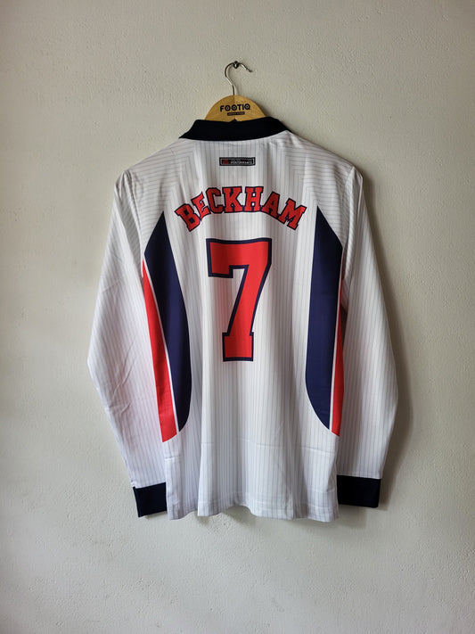BECKHAM ENGLAND HOME KIT 1998 COLLAR FULL SLEEVE PREMIUM EMBROIDERY