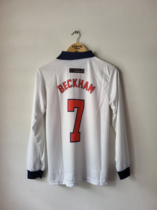 BECKHAM ENGLAND HOME KIT 1998 COLLAR FULL SLEEVE PREMIUM EMBROIDERY