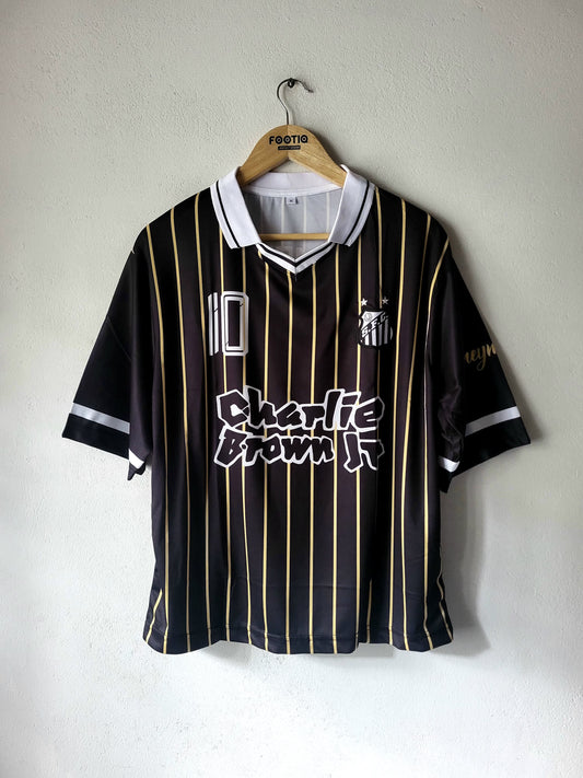 NEYMAR JR SANTOS FC CHARLIE BROWN JR SPECIAL EDITION COLLAR PREMIUM EMBROIDERY, Neymar black five sleeve, Neymar Santos black jersey, Most selling Jersey, Neymar oversized jersey, legends, retro