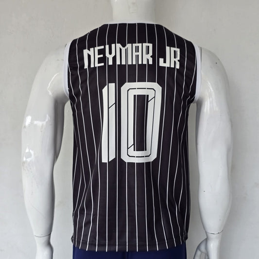 Neymar Jr Santos Special Edition Sleeveless Premium Embroidery, Neymar Santos black and white jersey, most selling, bibs, njr Santos