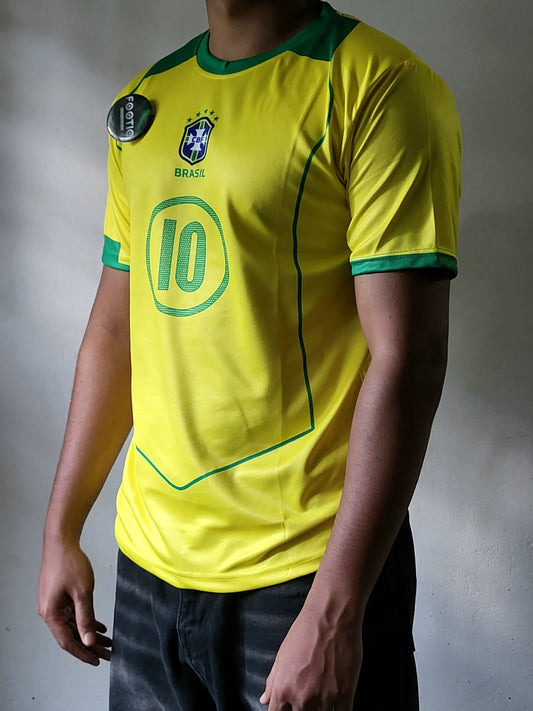 RONALDINHO BRAZIL HOME KIT 2004 HALF SLEEVE SUBLIMATION, yellow colour jersey, trending kit