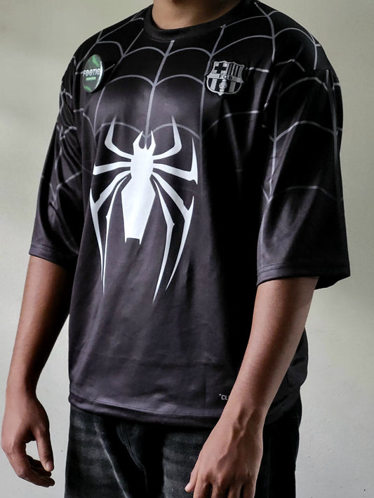 Barcelona Spider Man Black Special Edition Five Sleeve Premium Embroidery, Spider man jereys, oversized, five sleeve, most selling Jersey, trending jerseys
