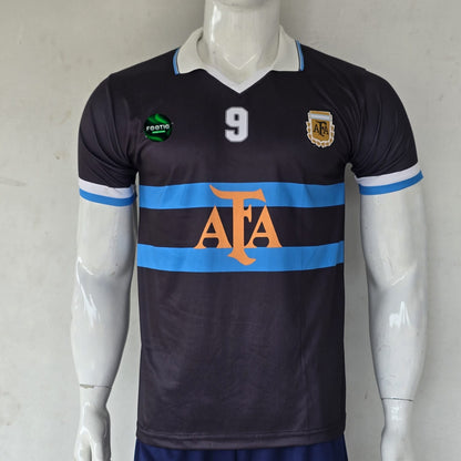 Batistuta Argentina Away Kit 1999-2000 Polo Collar Half Sleeve Premium Embroidery