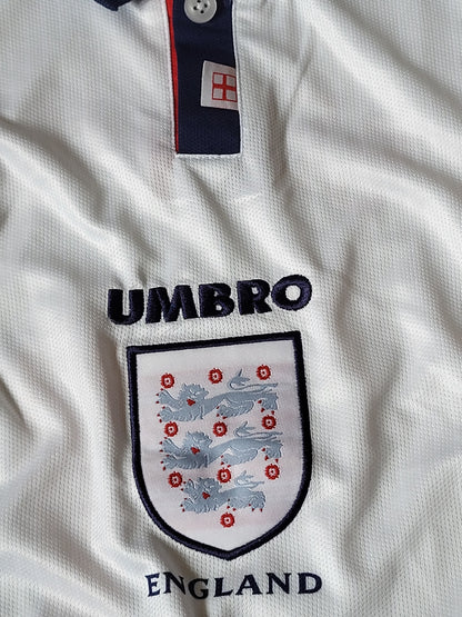 BECKHAM ENGLAND HOME KIT 1998 COLLAR FULL SLEEVE PREMIUM EMBROIDERY