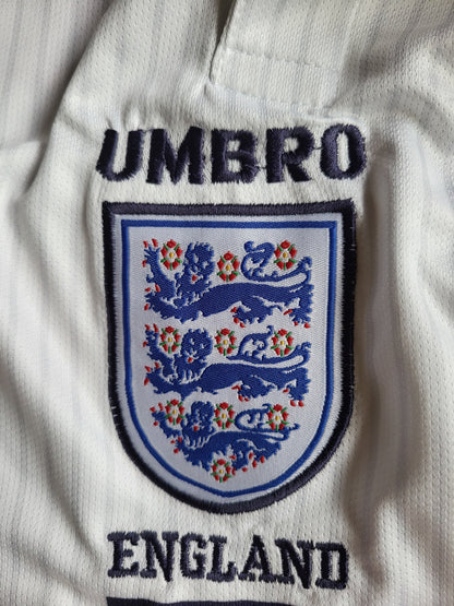 BECKHAM ENGLAND HOME KIT 1998 COLLAR FULL SLEEVE PREMIUM EMBROIDERY