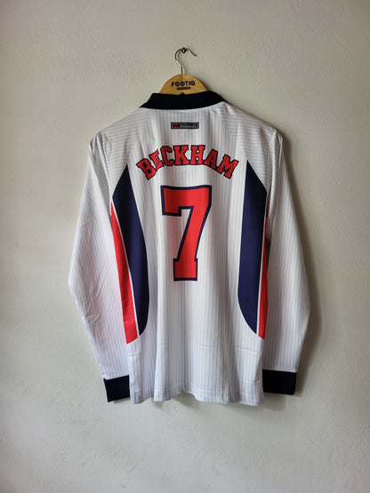 BECKHAM ENGLAND HOME KIT 1998 COLLAR FULL SLEEVE PREMIUM EMBROIDERY