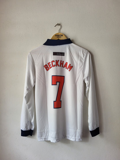 BECKHAM ENGLAND HOME KIT 1998 COLLAR FULL SLEEVE PREMIUM EMBROIDERY