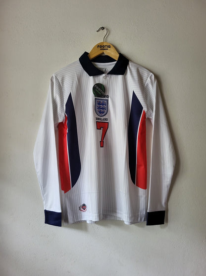 BECKHAM ENGLAND HOME KIT 1998 COLLAR FULL SLEEVE PREMIUM EMBROIDERY
