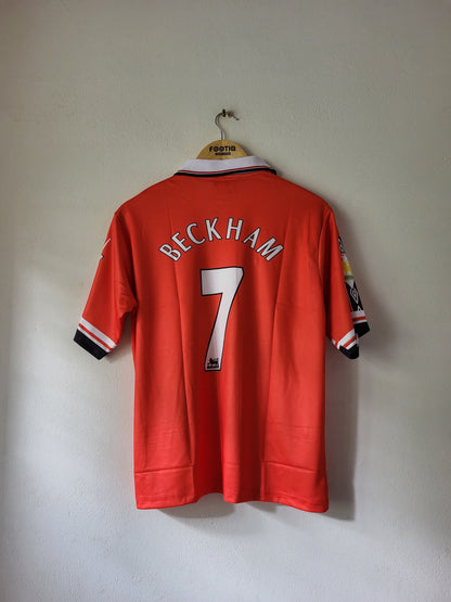 BECKHAM MAN UNITED HOME KIT 1998-99 COLLAR FIVE SLEEVE SUBLIMATION