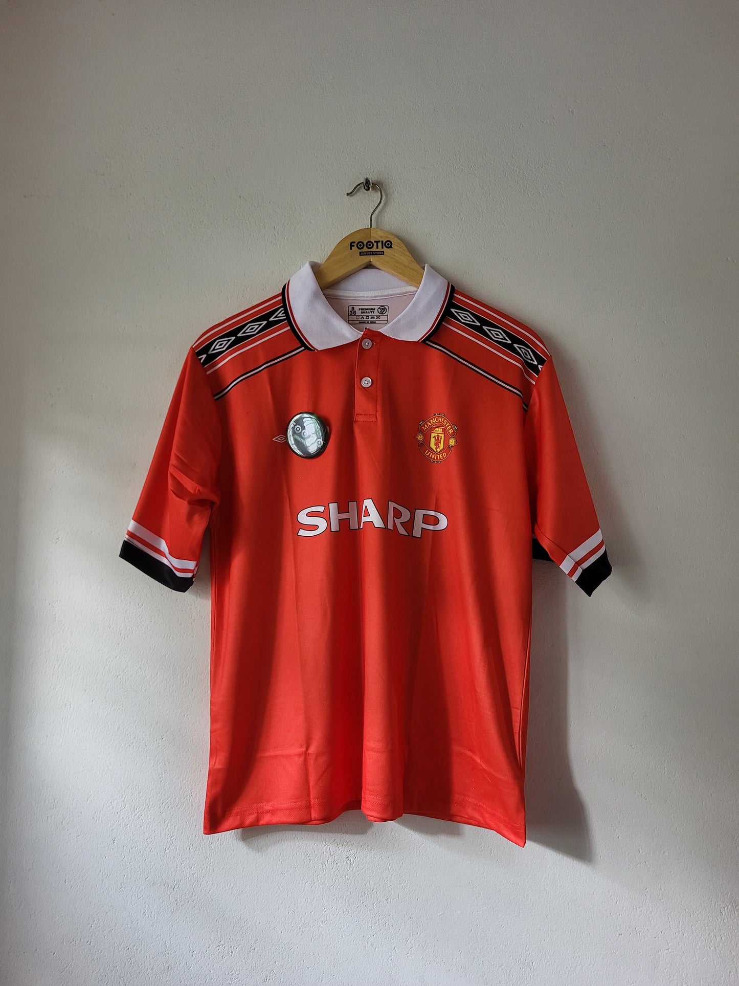 BECKHAM MAN UNITED HOME KIT 1998-99 COLLAR FIVE SLEEVE SUBLIMATION