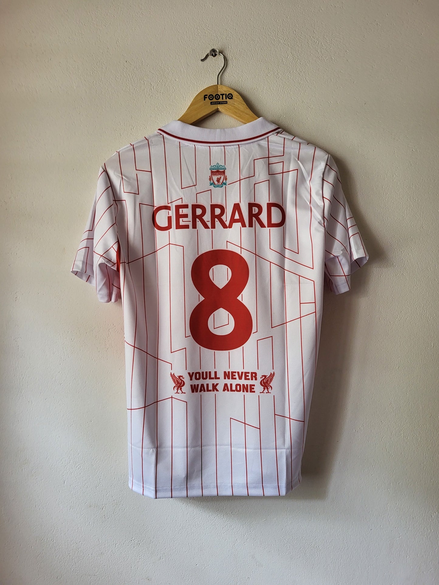 GERRARD LIVERPOOL 1995-96 AWAY KIT COLLAR SUBLIMATION