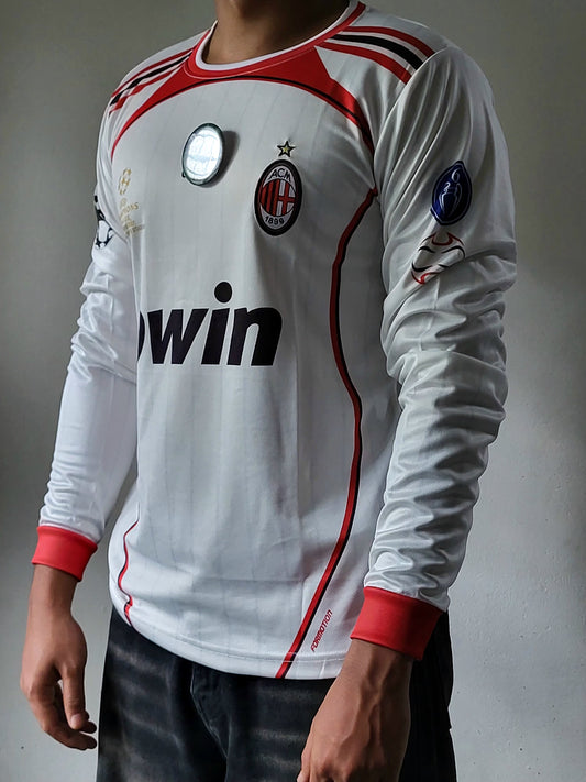 KAKA AC MILAN AWAY KIT 2006-07 FULL SLEEVE PREMIUM EMBROIDERY, White colour, Kaka trending jerseys