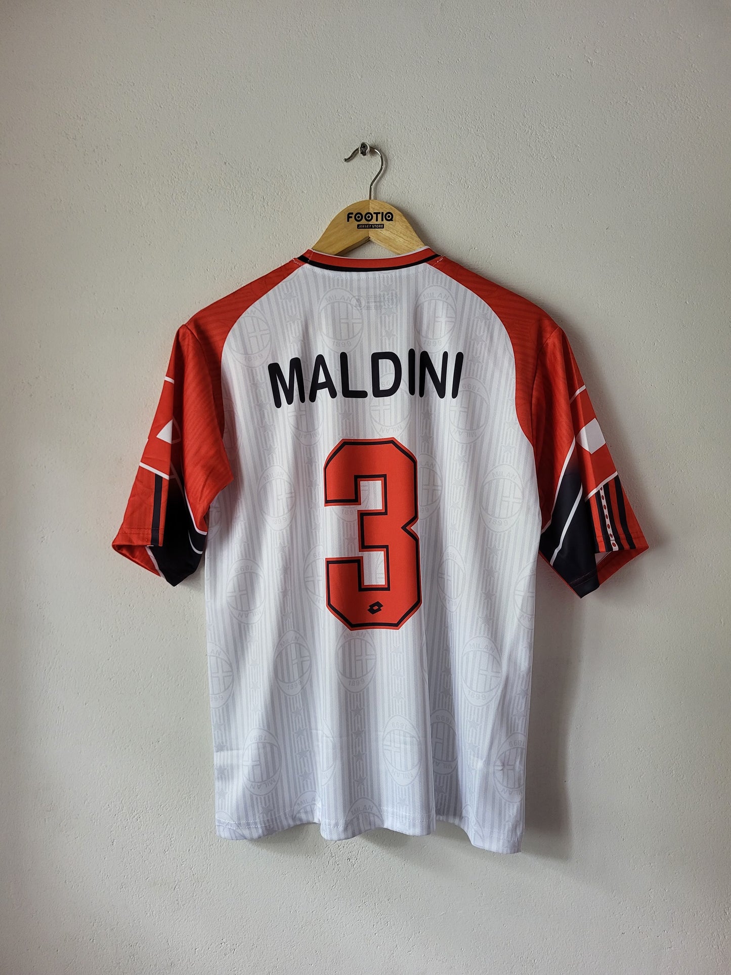 MALDINI AC MILAN AWAY KIT 1997-98 FIVE SLEEVE SUBLIMATION