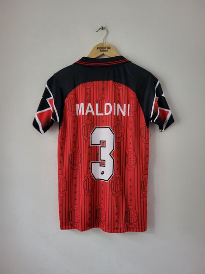 MALDINI AC MILAN HOME KIT 1997-98 COLLAR PREMIUM EMBROIDERY