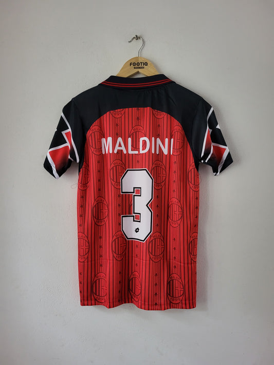 MALDINI AC MILAN HOME KIT 1997-98 COLLAR PREMIUM EMBROIDERY