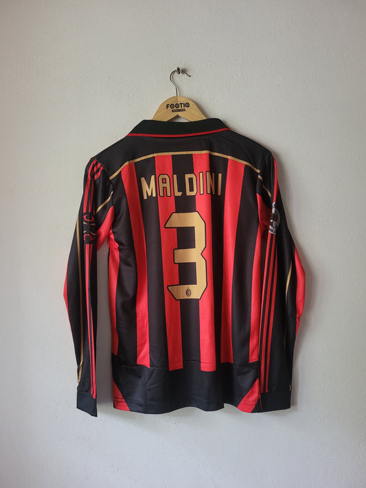 MALDINI AC MILAN HOME KIT 2006-07 COLLAR FULL SLEEVE PREMIUM EMBROIDERY