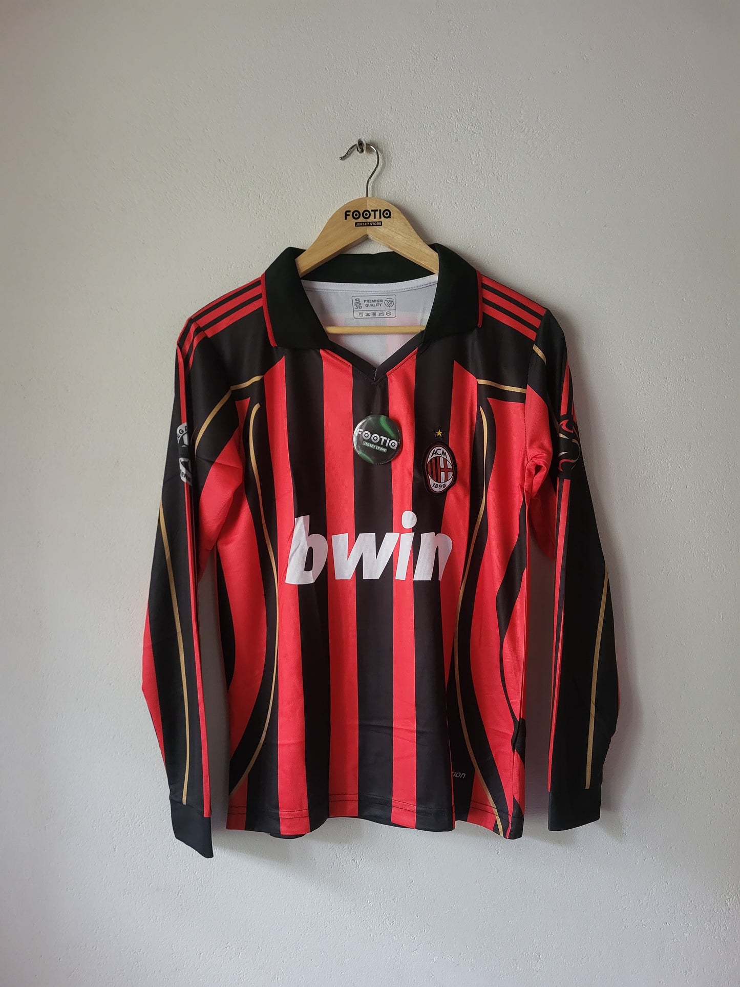 MALDINI AC MILAN HOME KIT 2006-07 COLLAR FULL SLEEVE PREMIUM EMBROIDERY