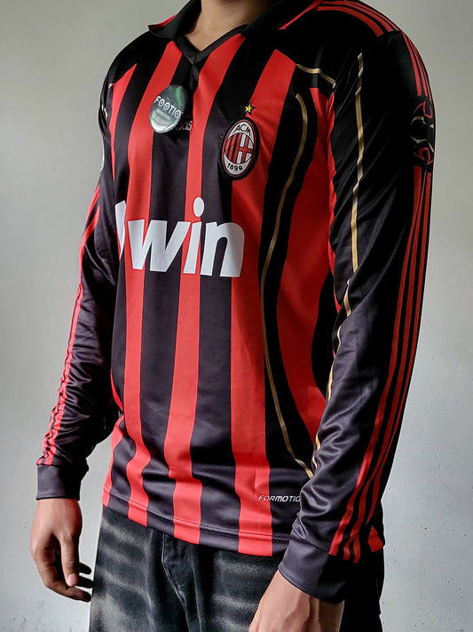 MALDINI AC MILAN HOME KIT 2006-07 COLLAR FULL SLEEVE PREMIUM EMBROIDERY, Red and Black maldini jersey, Maldini trending full sleeve jerseys