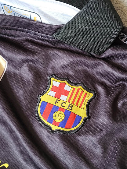 MESSI BARCELONA 2011-12 AWAY KIT COLLAR FIVE SLEEVE PREMIUM EMBROIDERY
