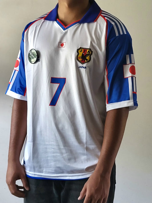 Nakata Japan Away Kit 2001-02 Collar Five Sleeve Premium Embroidery, White and blue japan jersey, most selling, training kits, trending jersey, oversized, jersey futs