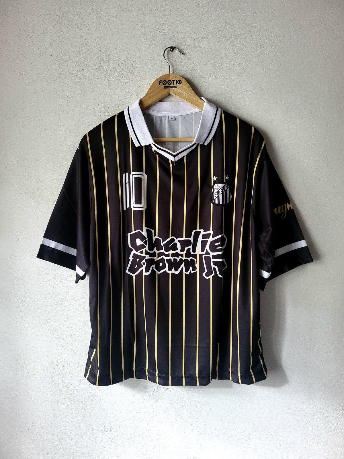 NEYMAR JR SANTOS FC CHARLIE BROWN JR  SPECIAL EDITION COLLAR PREMIUM EMBROIDERY, Neymar black five sleeve, Neymar Santos black jersey, Most selling Jersey, Neymar oversized jersey, legends, retro