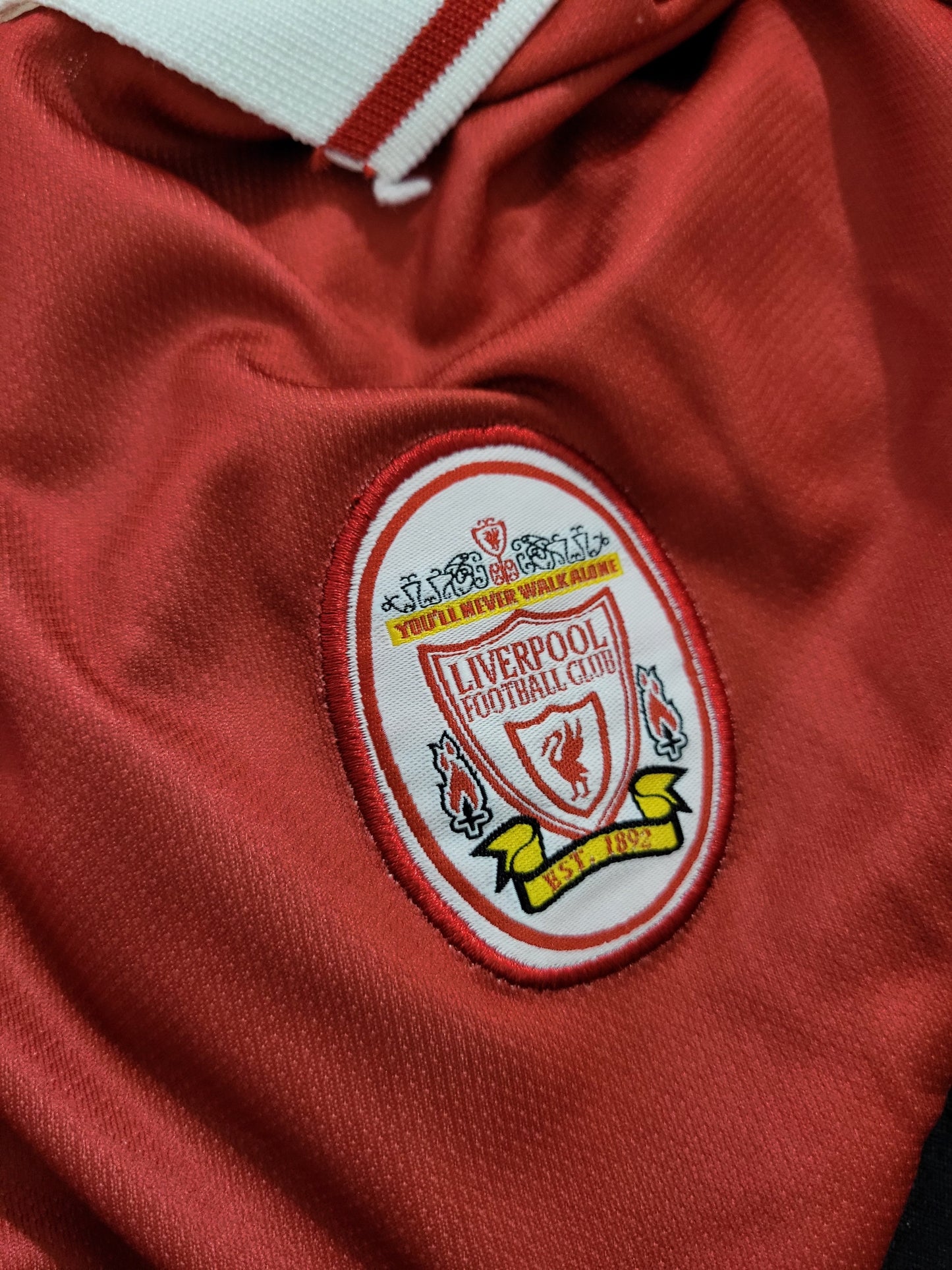 OWEN LIVERPOOL HOME KIT 1996-97 COLLAR PREMIUM EMBROIDERY