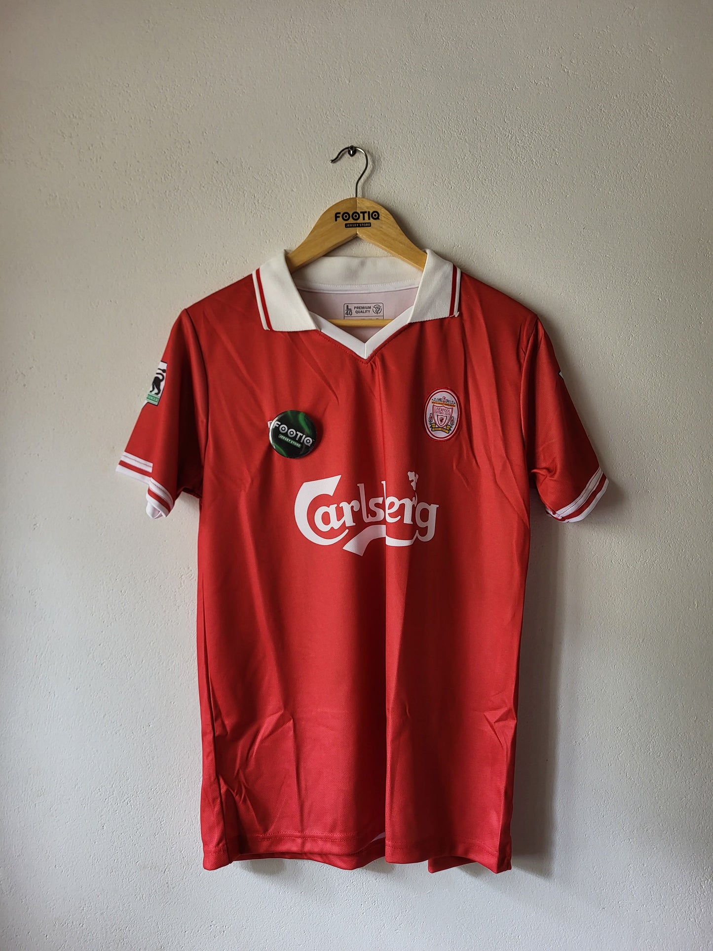 OWEN LIVERPOOL HOME KIT 1996-97 COLLAR PREMIUM EMBROIDERY
