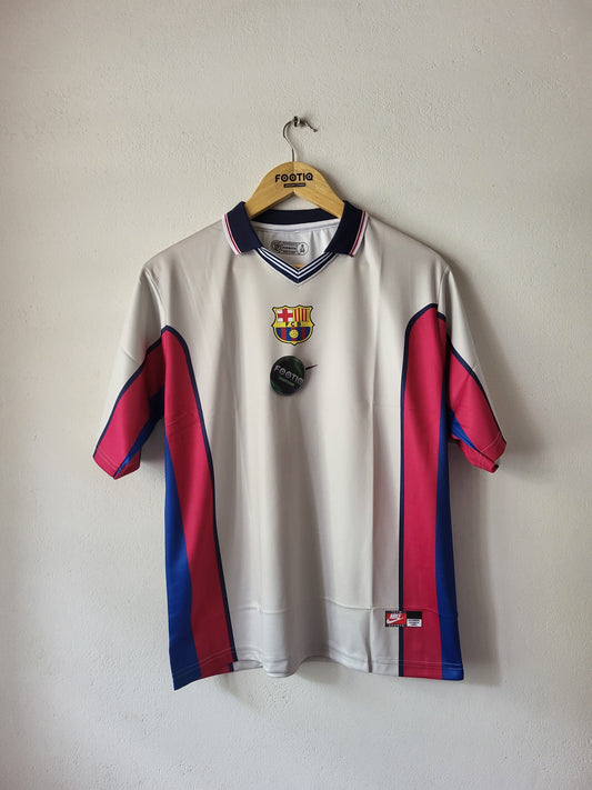 RONALDINHO BARCELONA AWAY KIT 1998-99 COLLAR FIVE SLEEVE SUBLIMATION
