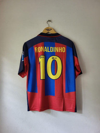 RONALDINHO BARCELONA HOME KIT 2003-04 COLLAR FIVE SLEEVE SUBLIMATION