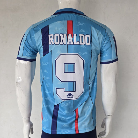 ronaldo barcelona away kit 1996-97 collar premium embroidery