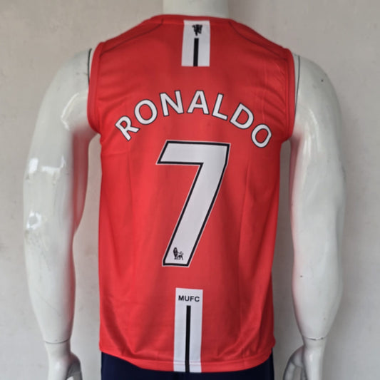 Ronaldo Man United Home Kit 2007-08 Sleeveless Premium Embroidery, bibs, most selling, aig red, ronaldo united
