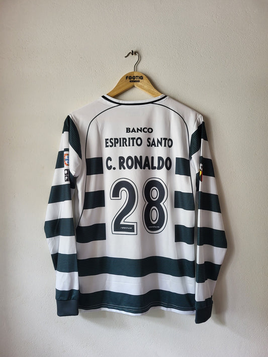 RONALDO SPORTING HOME KIT 2001-02 V NECK FULL SLEEVE PREMIUM EMBROIDERY