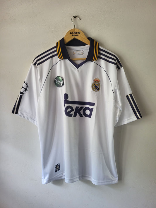 R Carlos Real Madrid Home Kit 1999-20 Collar Five Sleeve Premium Embroidery, Madrid teka Jersey, most selling, oversized, trending jersey, player version 