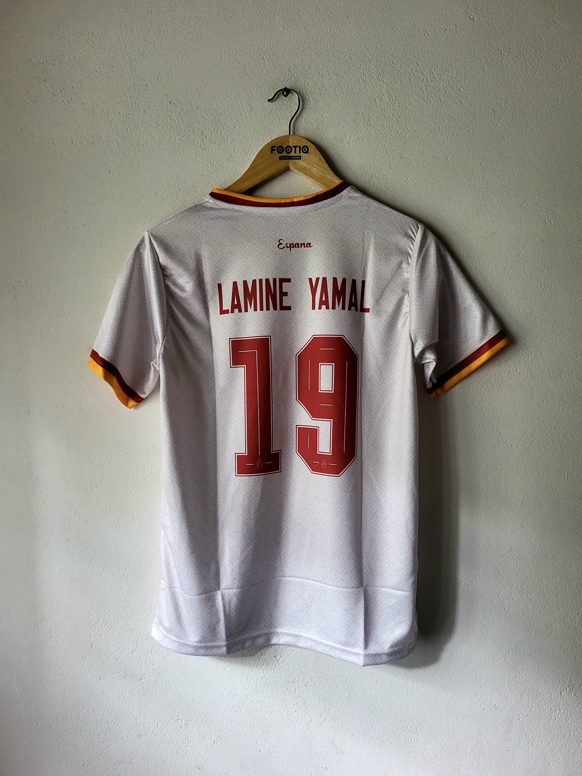 YAMAL SPAIN 2 STAR AWAY KIT 2026 PATCH NECK PREMIUM EMBROIDERY, Spain white jersey, Yamal, 2 star jersey