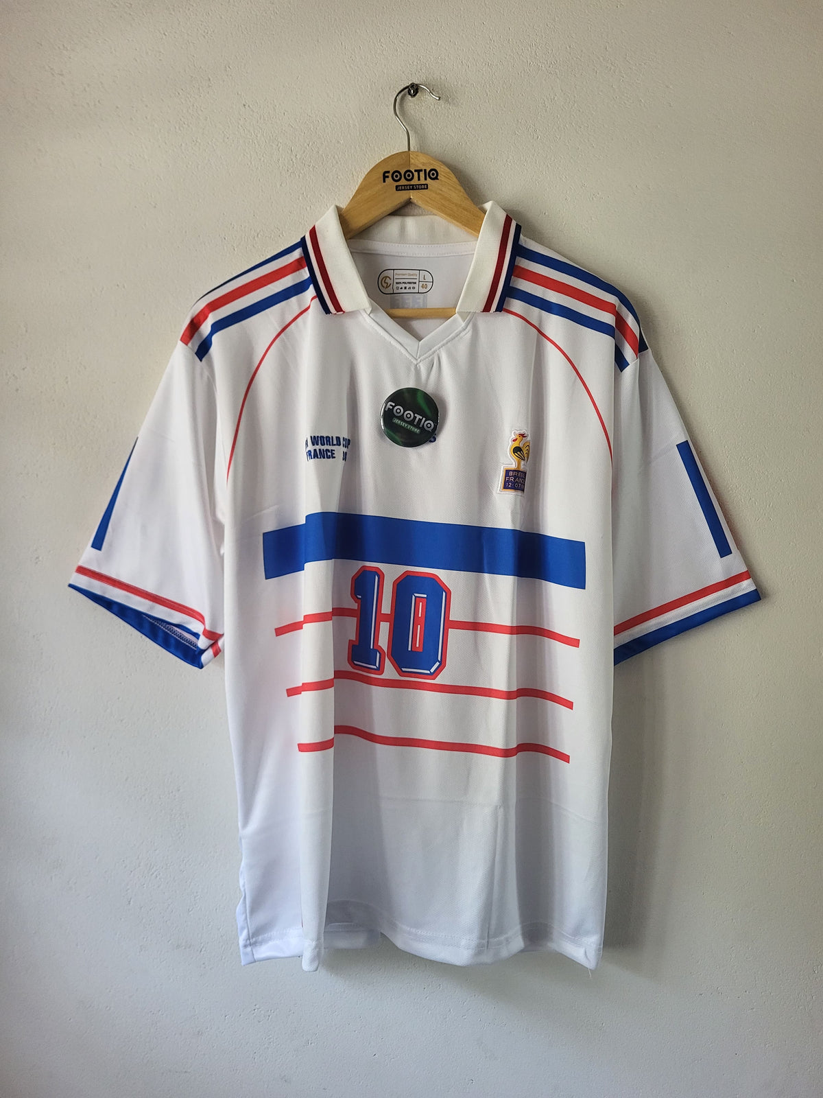 Zidane France 1998 World Cup Away Kit Collar Five Sleeve Premium Embroidery, Zidane oversized jersey, most selling, trending jersey, jersey fits, FIVE SLEEVE 